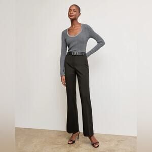 NEW MM Lafleur Black Horton Washable Wool Twill Flare Trouser Pant Office Career
